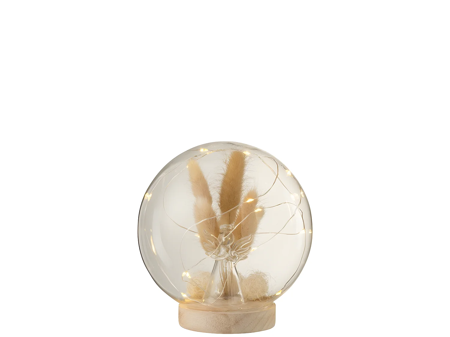 Campana di Natale con led in vetro naturale 15x15x16 cm