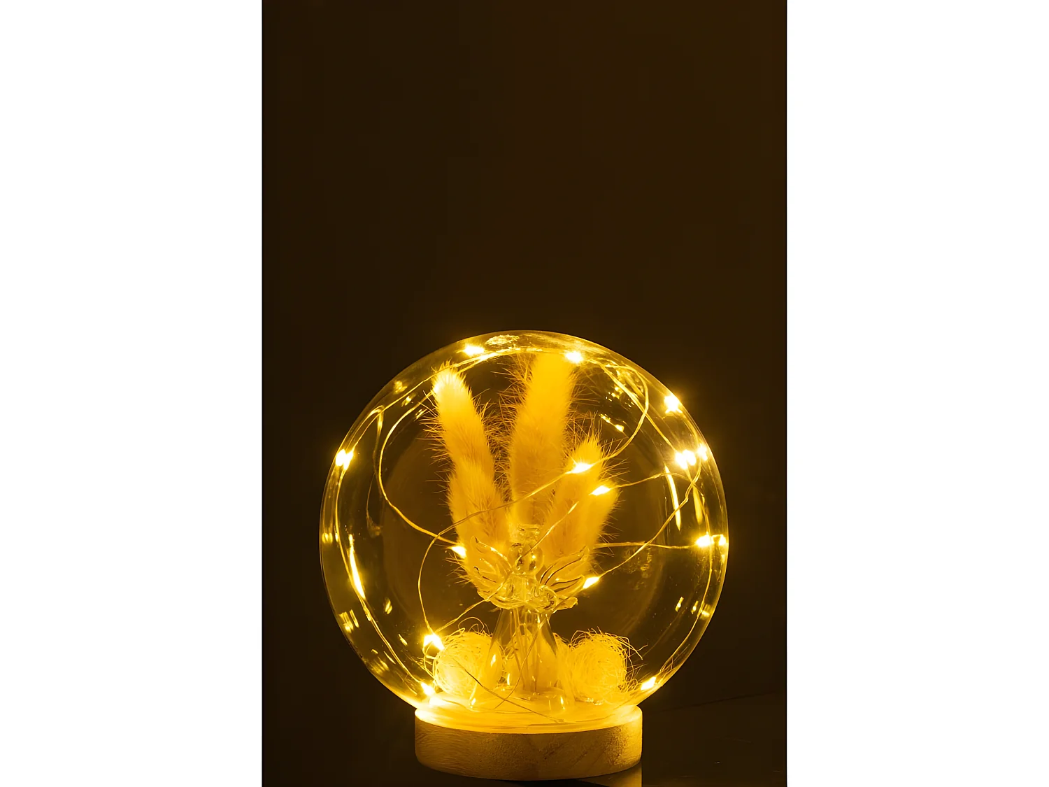 Campana di Natale con led in vetro naturale 15x15x16 cm