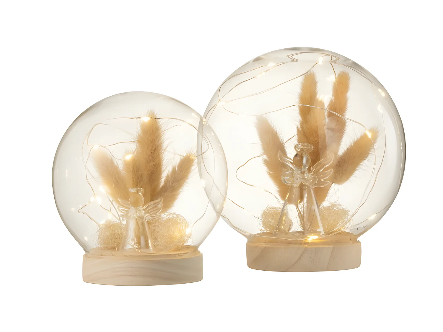 Campana di Natale con led in vetro naturale 15x15x16 cm