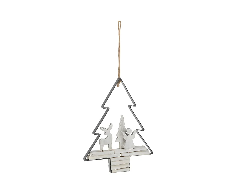 Sospensione natalizia in legno bianco 21,5x4,5x28 cm