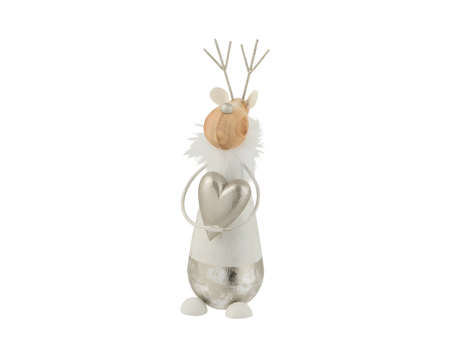 Renne de Noël en métal argent 11x11x30 cm