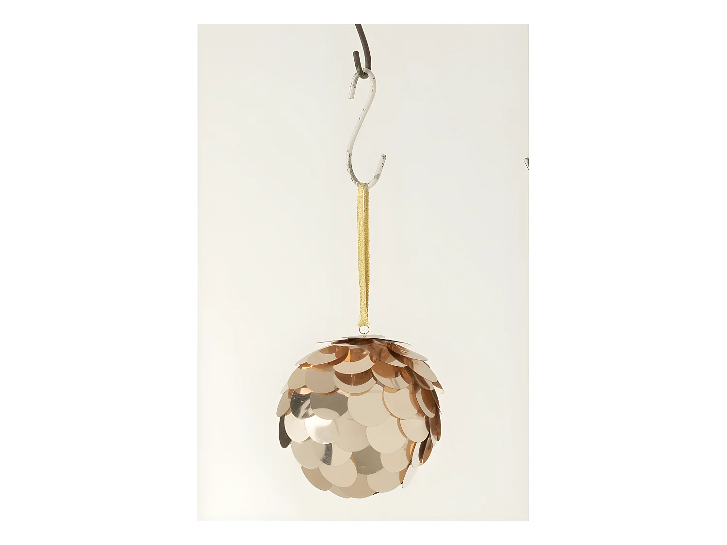 Palla di Natale con paillettes in plastica color champagne 10x10x10 cm