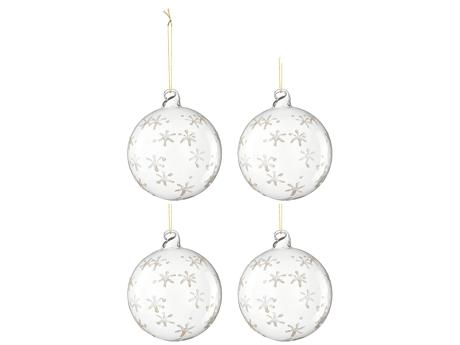 Boite de 4boules de Noël en verre blanc 10x10x10 cm