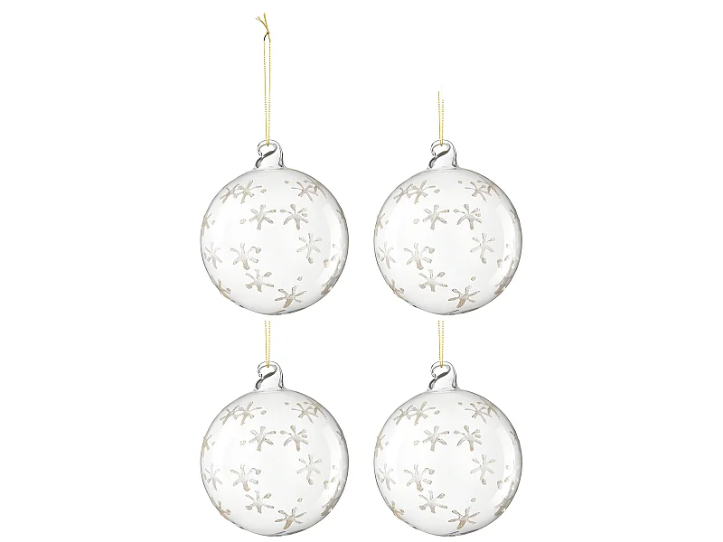 Scatola di 4 palline di Natale in vetro bianco 10x10x10 cm