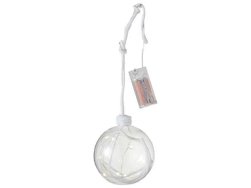 Palla di Natale in vetro bianco - trasparente 12x12x12 cm