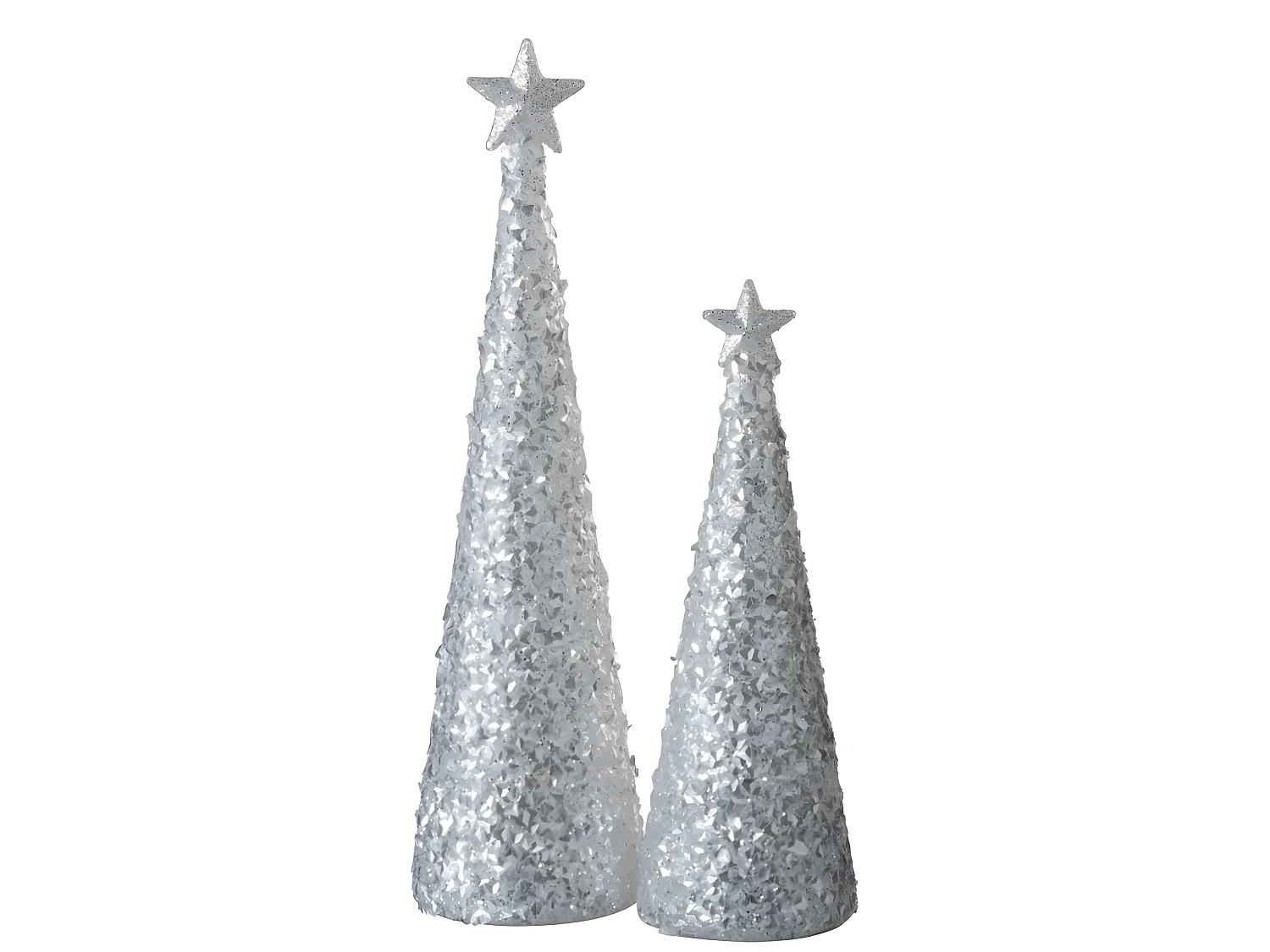 Cono di Natale luminoso con stella in vetro argentato 9.5x9.5x34.5 cm