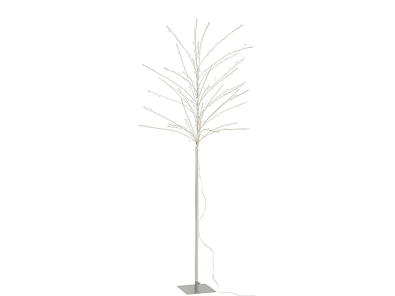 Árbol desnudo con luces de metal plateado 70x70x171 cm