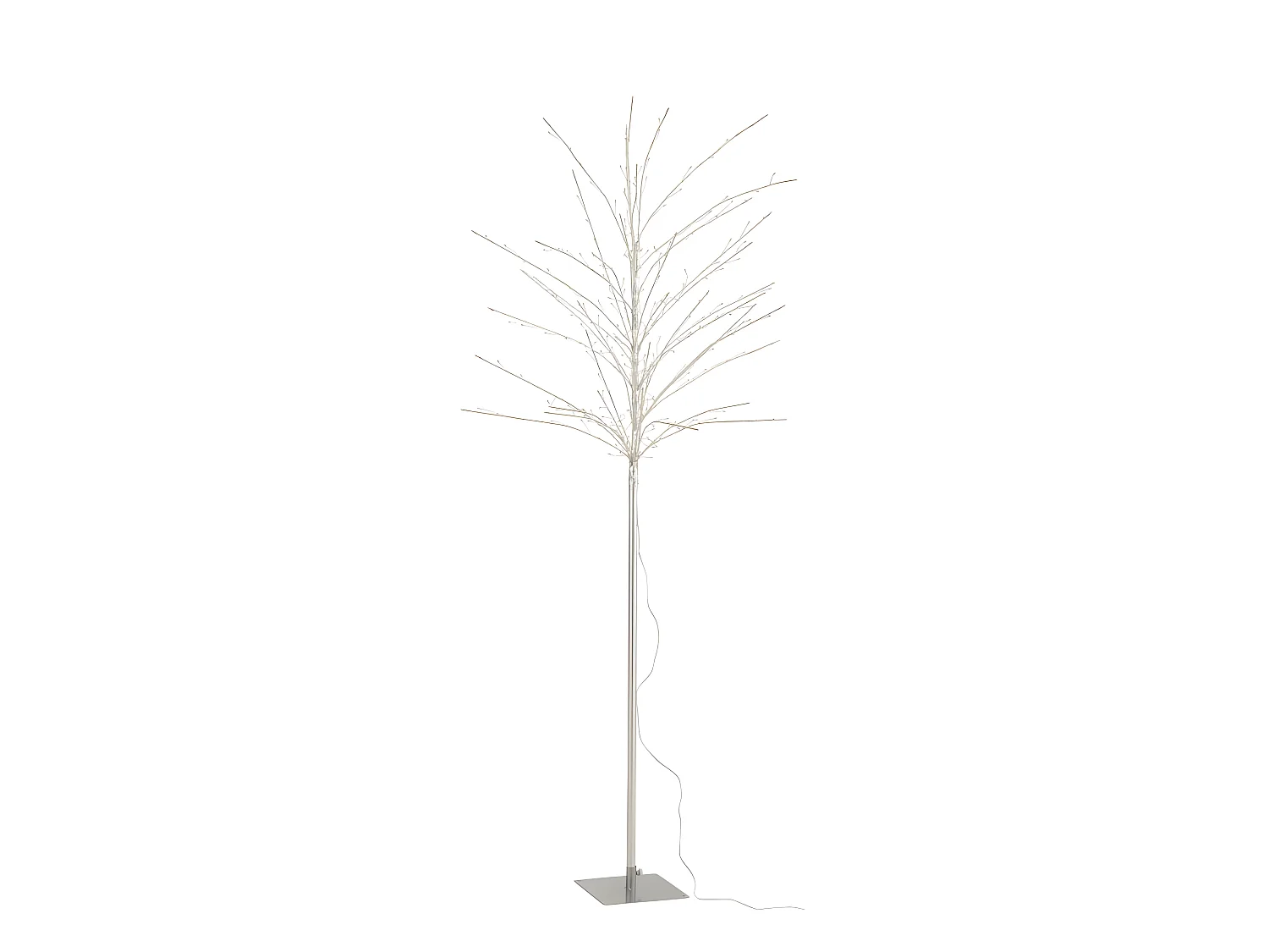 Albero spoglio con led in metallo argento 70x70x171 cm