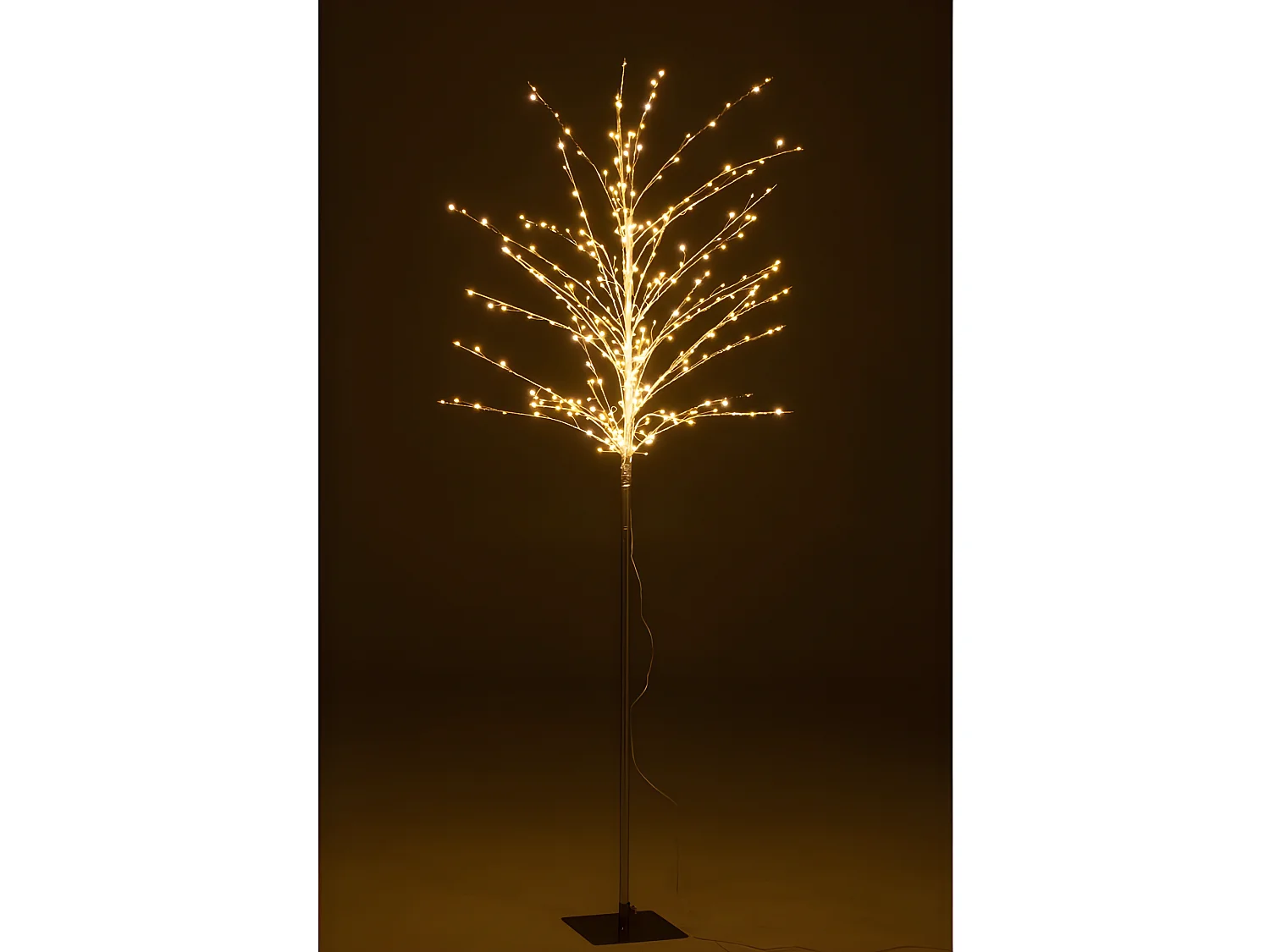 Albero spoglio con led in metallo argento 70x70x171 cm