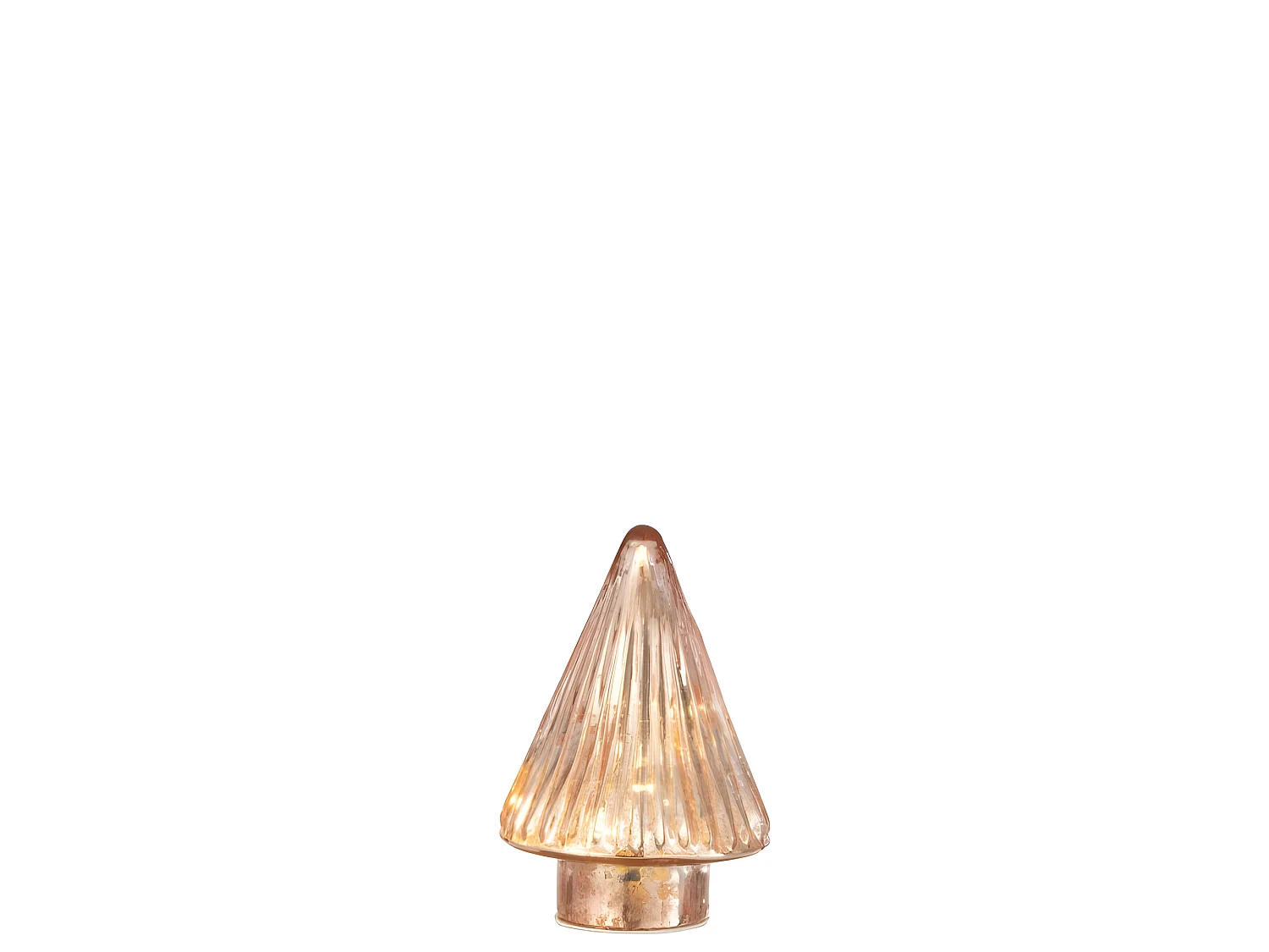 Sapin de Noël décoratif à led en verre rose 9x9x12.5 cm