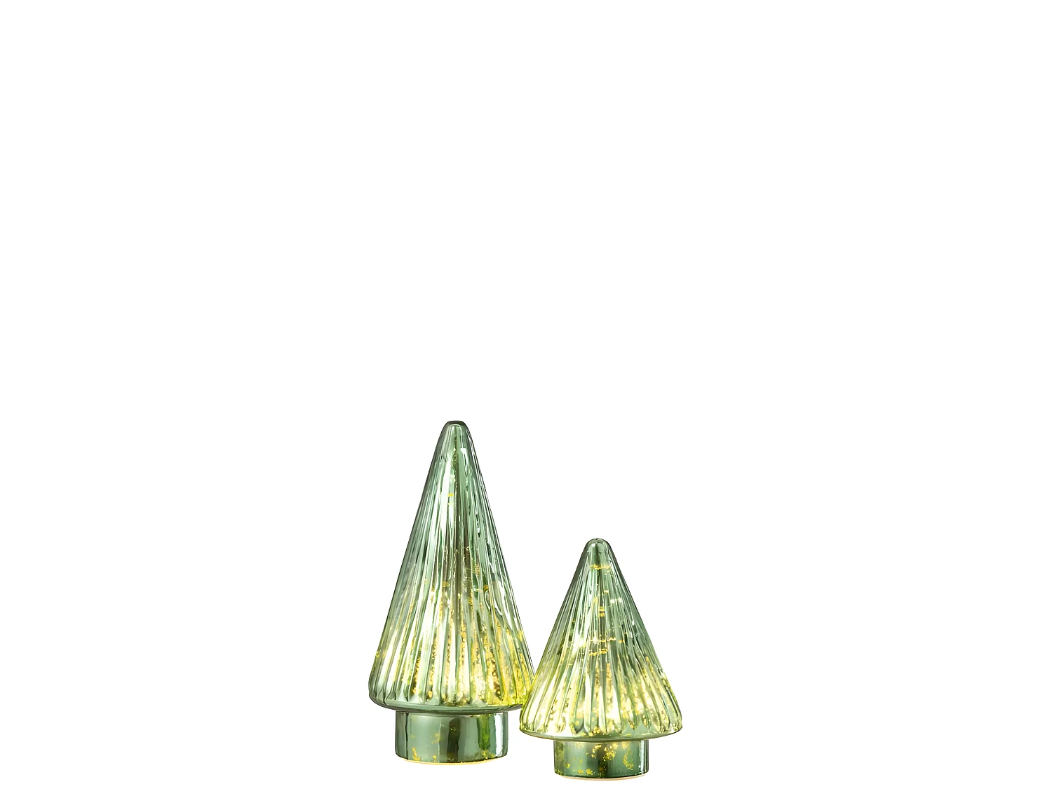 Albero di Natale decorativo a led in vetro verde 9x9x19 cm