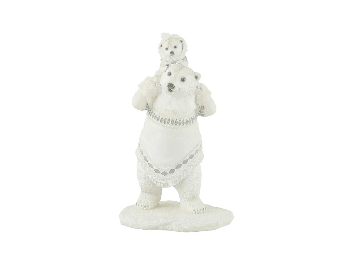 Orso di Natale in resina bianco 14x19x31 cm
