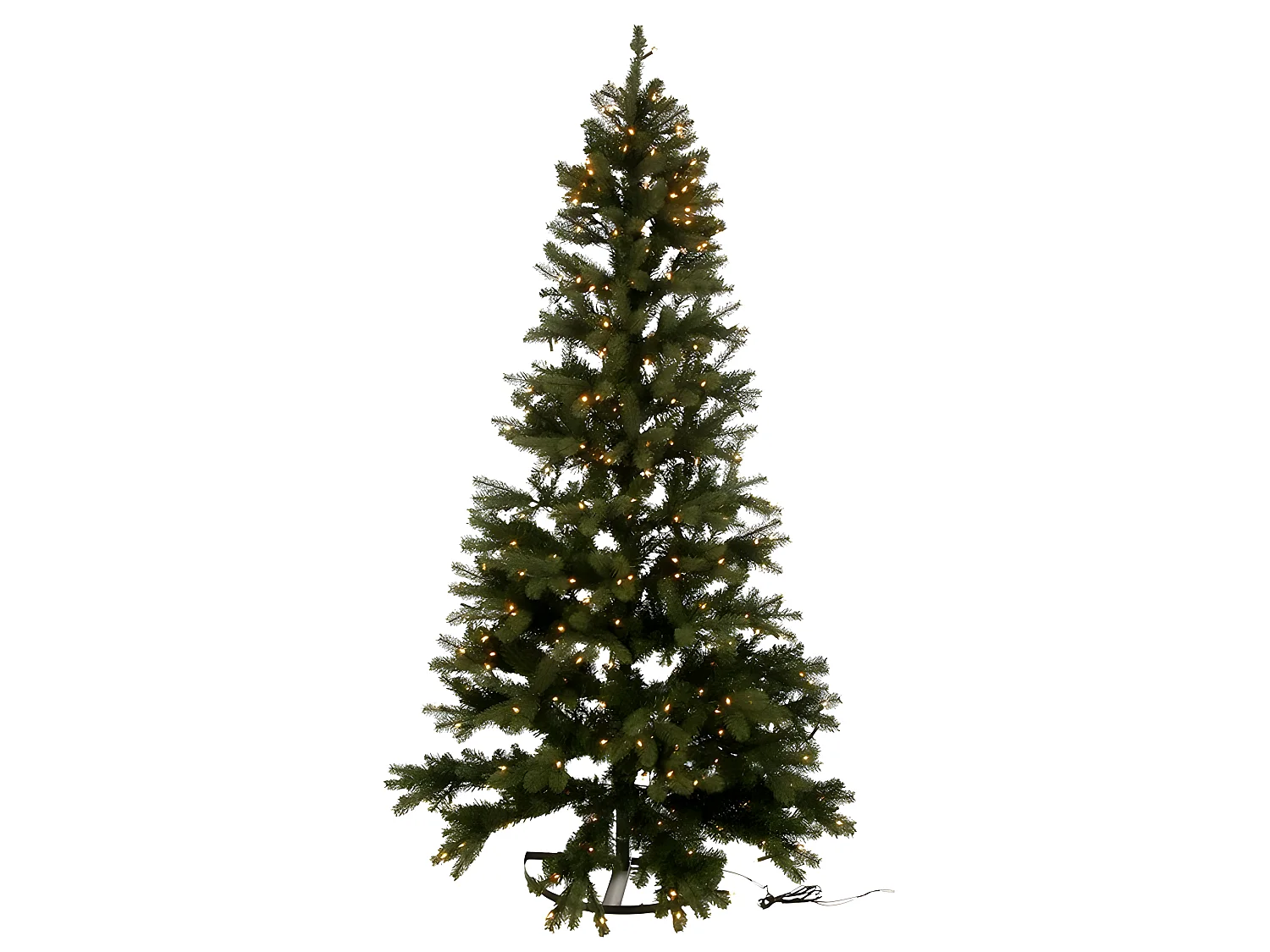 Albero di Natale artificiale con luci a LED in plastica verde H225cm