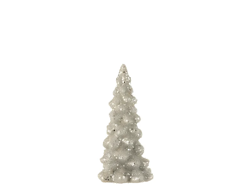 Albero di Natale decorativo a led in vetro argento 10x10x20 cm