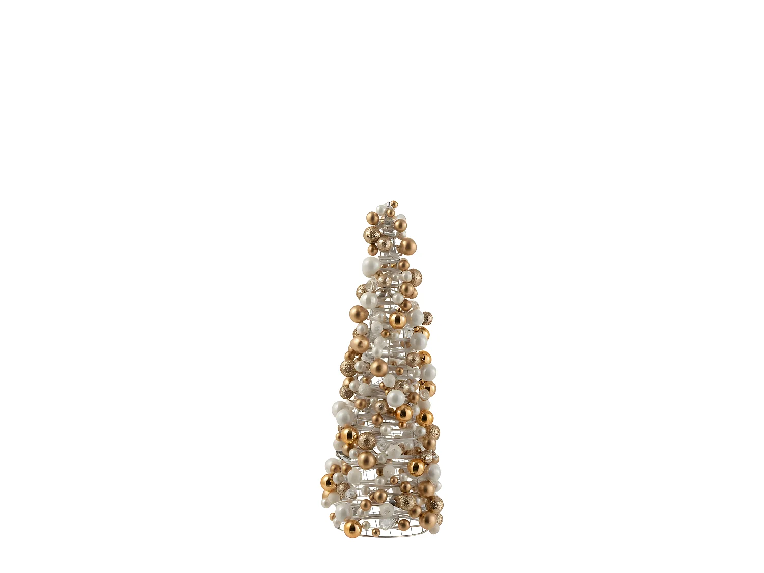 Cono di Natale con mini sfere in plastica oro 20x18x45 cm