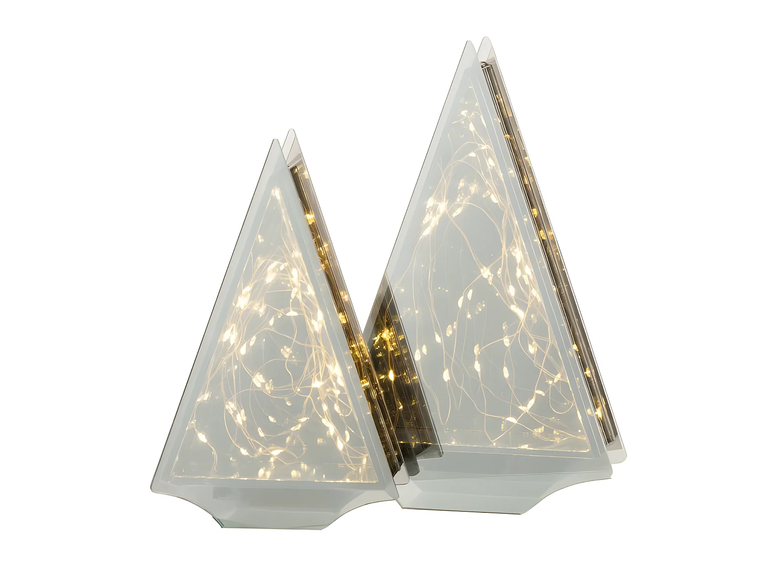 Decoración led triángulo cristal oro Alt. 29