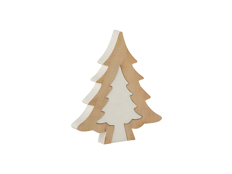 Árbol de navidad puzle madera de mango blanco/whitewash Alt. 3