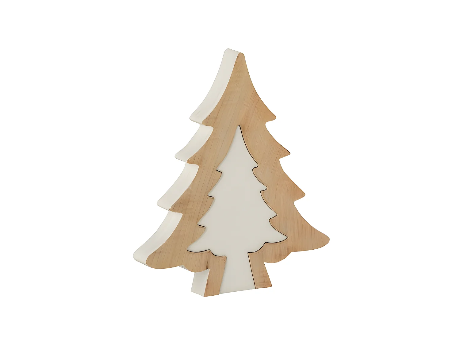 Albero di Natale decorativo in legno di mango bianco 30x26x3,5 cm