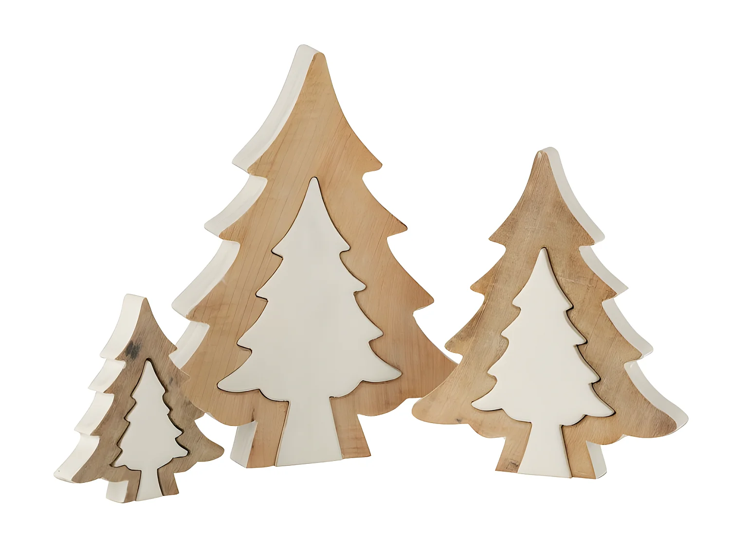 Árbol de navidad puzle madera de mango blanco/whitewash Alt. 3