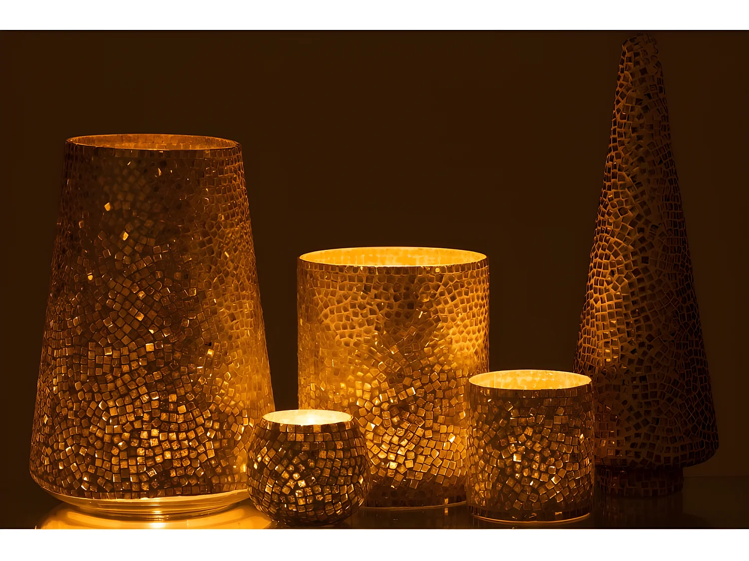 Albero di Natale a mosaico in vetro argentato 13x13x41 cm