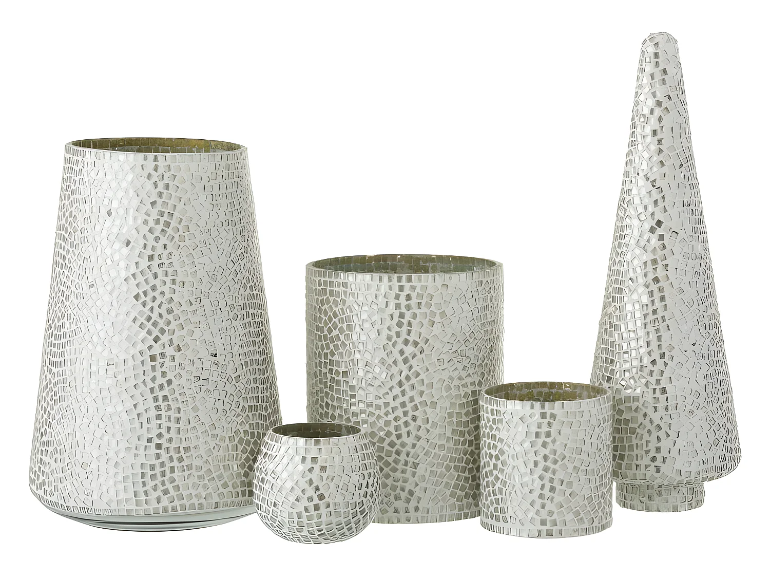 Albero di Natale a mosaico in vetro argentato 13x13x41 cm