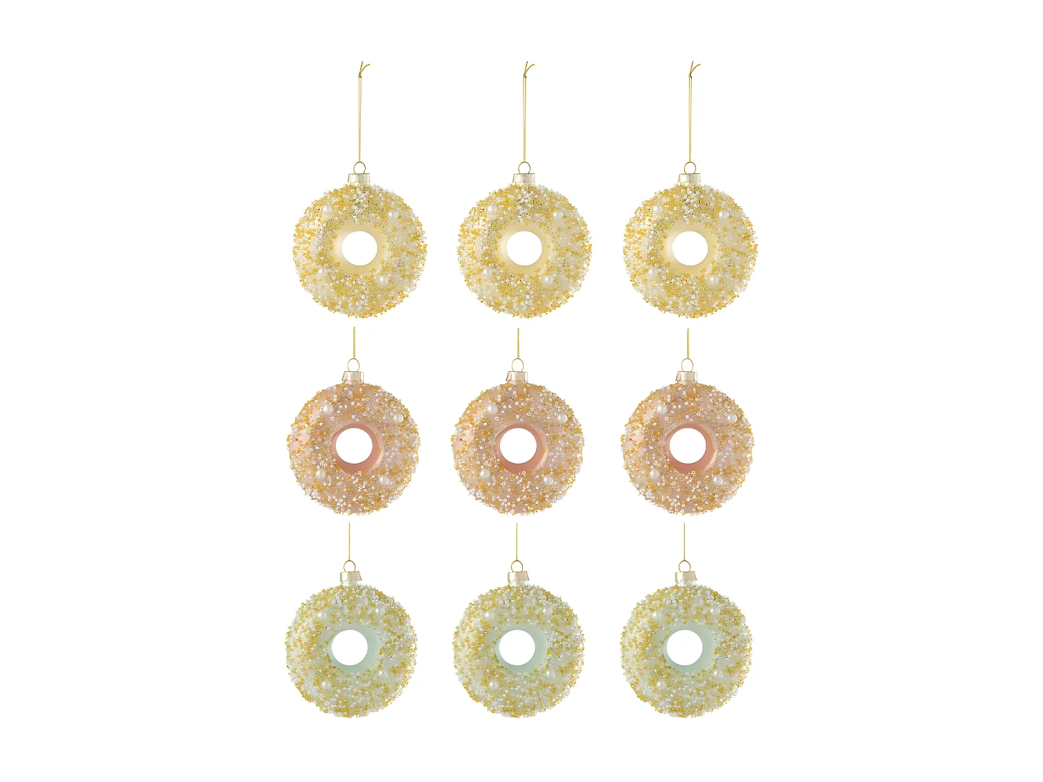 Caja de 6 bolas de Navidad de vidrio multicolor de 9x3.5x9.5 cm