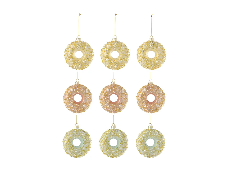 Caja de 6 bolas de Navidad de vidrio multicolor de 9x3.5x9.5 cm