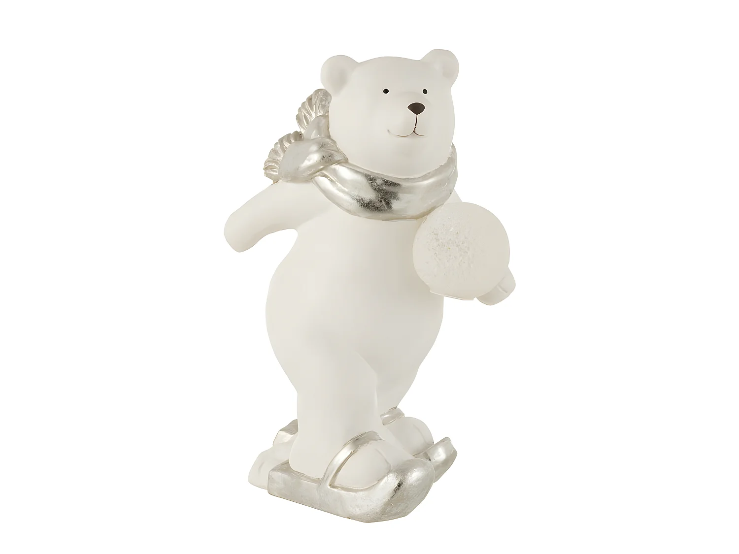 Orso polare in piedi in ceramica argento 23x16x37 cm