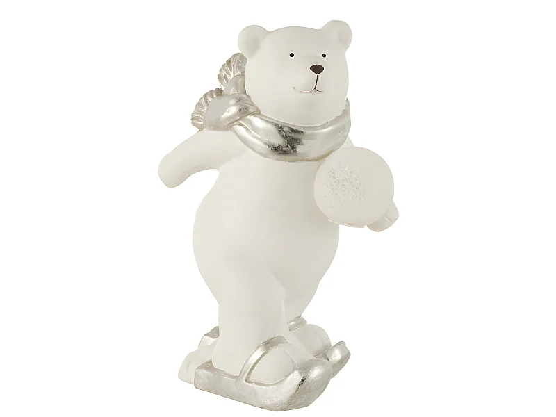 Orso polare in piedi in ceramica argento 23x16x37 cm