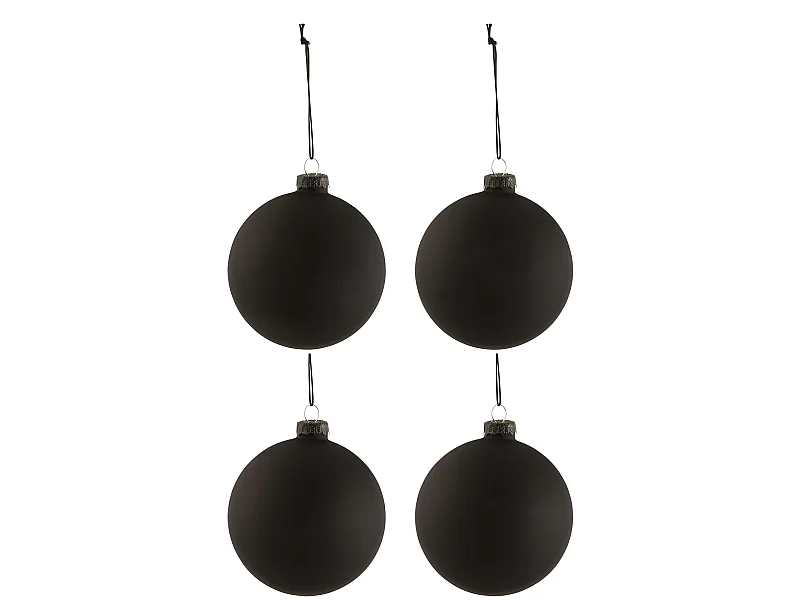 Scatola di 6 palline di Natale in vetro nero 10x10x10 cm