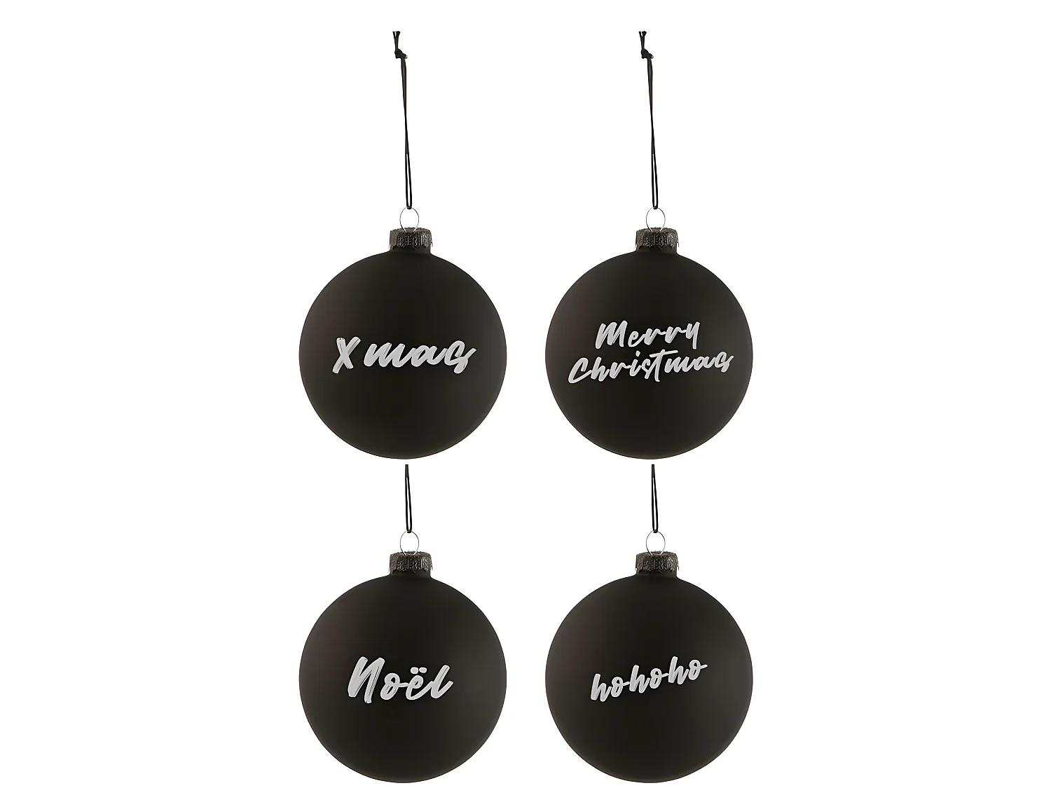 Caja de 6 bolas de Navidad de vidrio negro de 10x10x10 cm