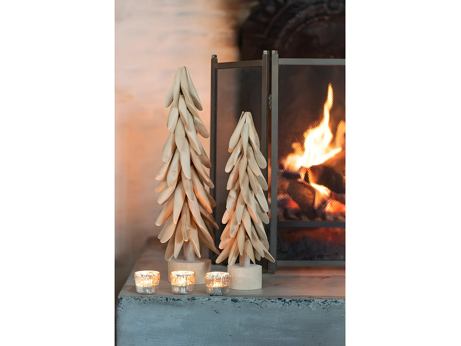 Arbre sur pied en bois naturel 16x16x50 cm