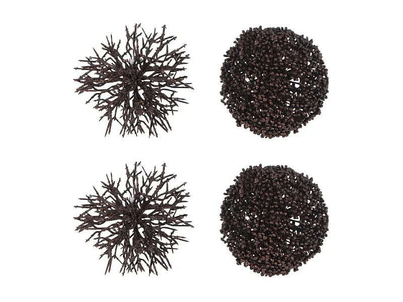 Scatola di 4 palline di Natale in plastica marrone 10x10x10 cm