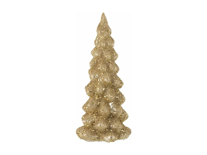 Albero di Natale decorativo a led in vetro oro 14x14x35 cm