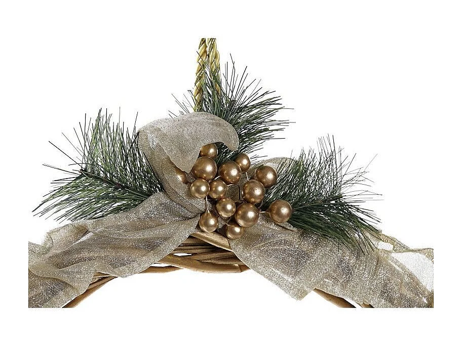 Couronne de Noël avec personnages blanc et doré