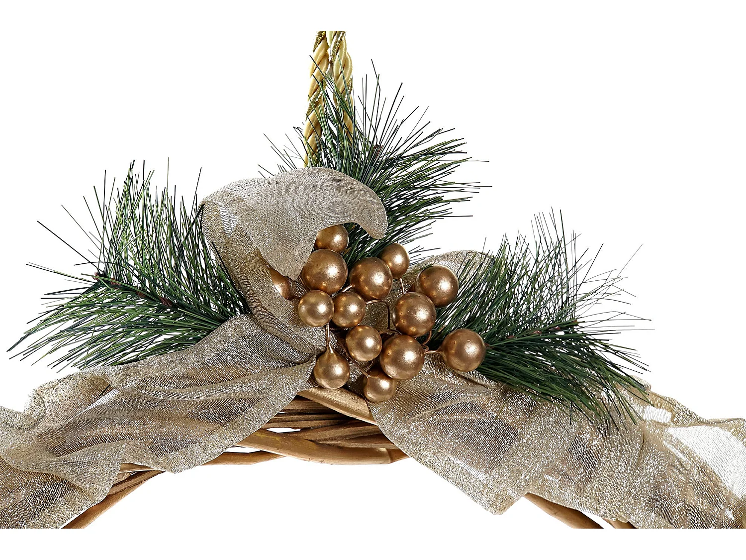 Couronne de Noël avec personnages blanc et doré