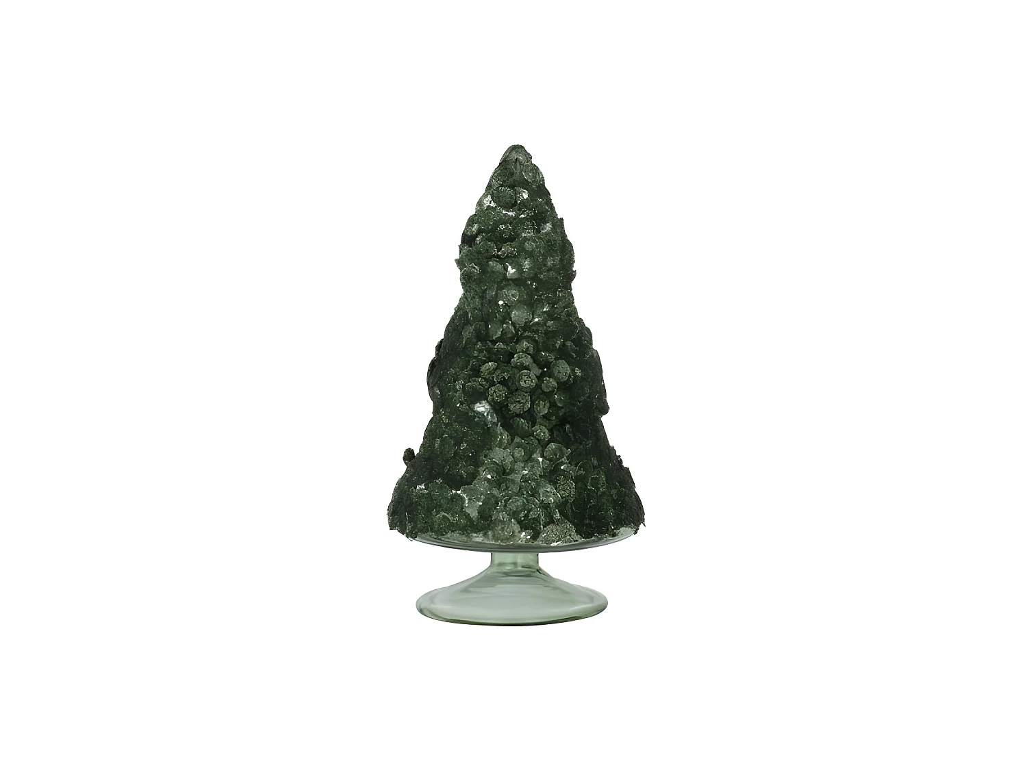 Albero di Natale decorativo a led in vetro verde 8.5x8.5x15.5 cm