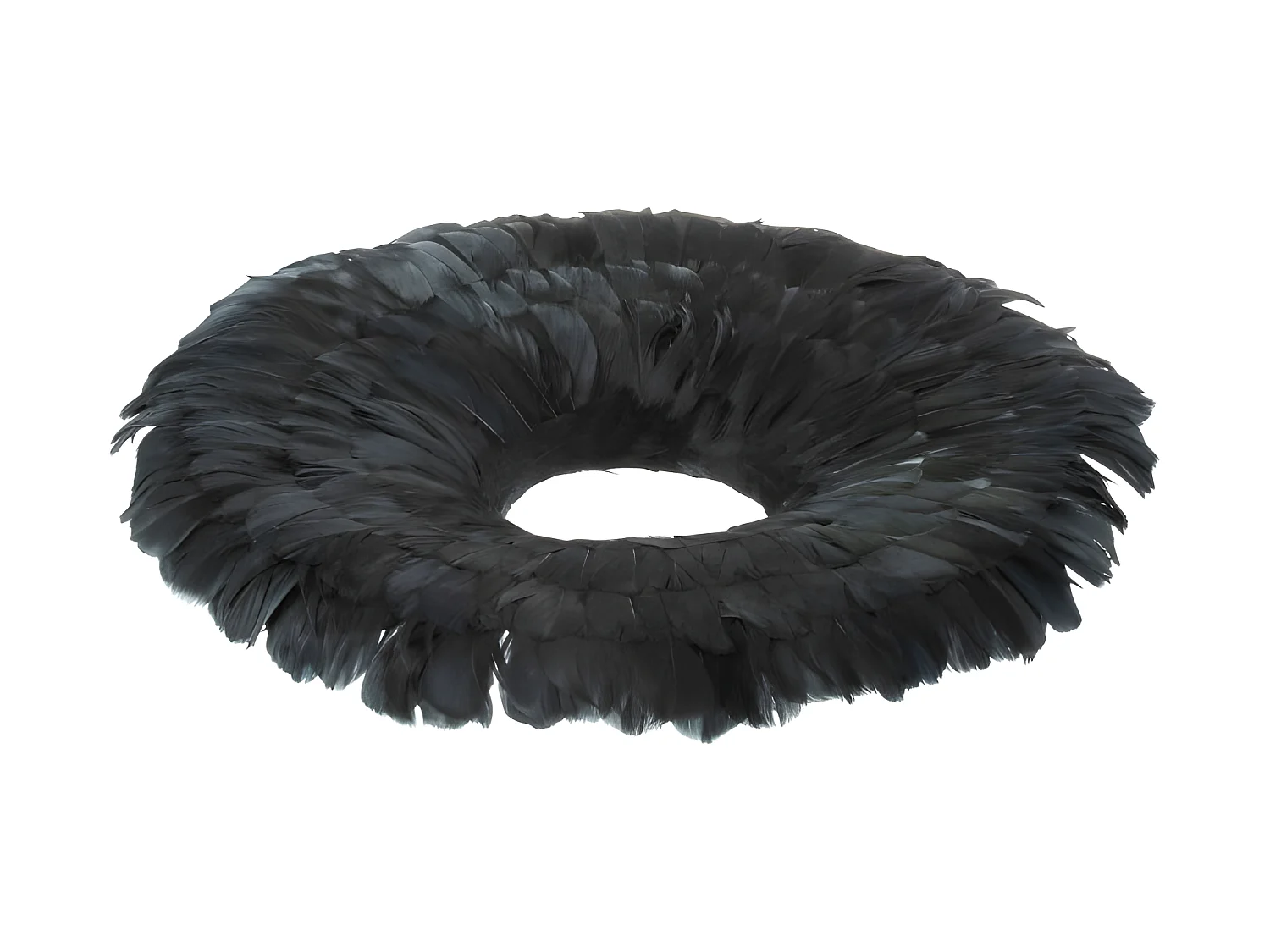 Corona decorativo plumas negro 52x52 cm