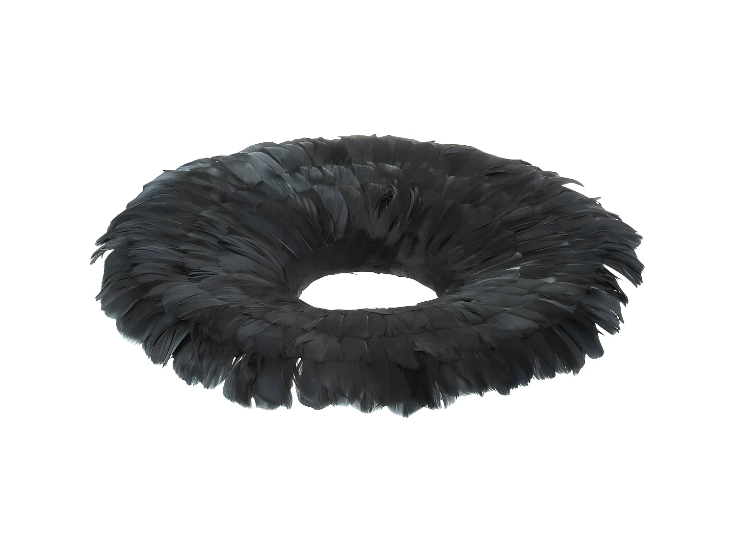 Corona decorativa in piume nero 52x52x8 cm