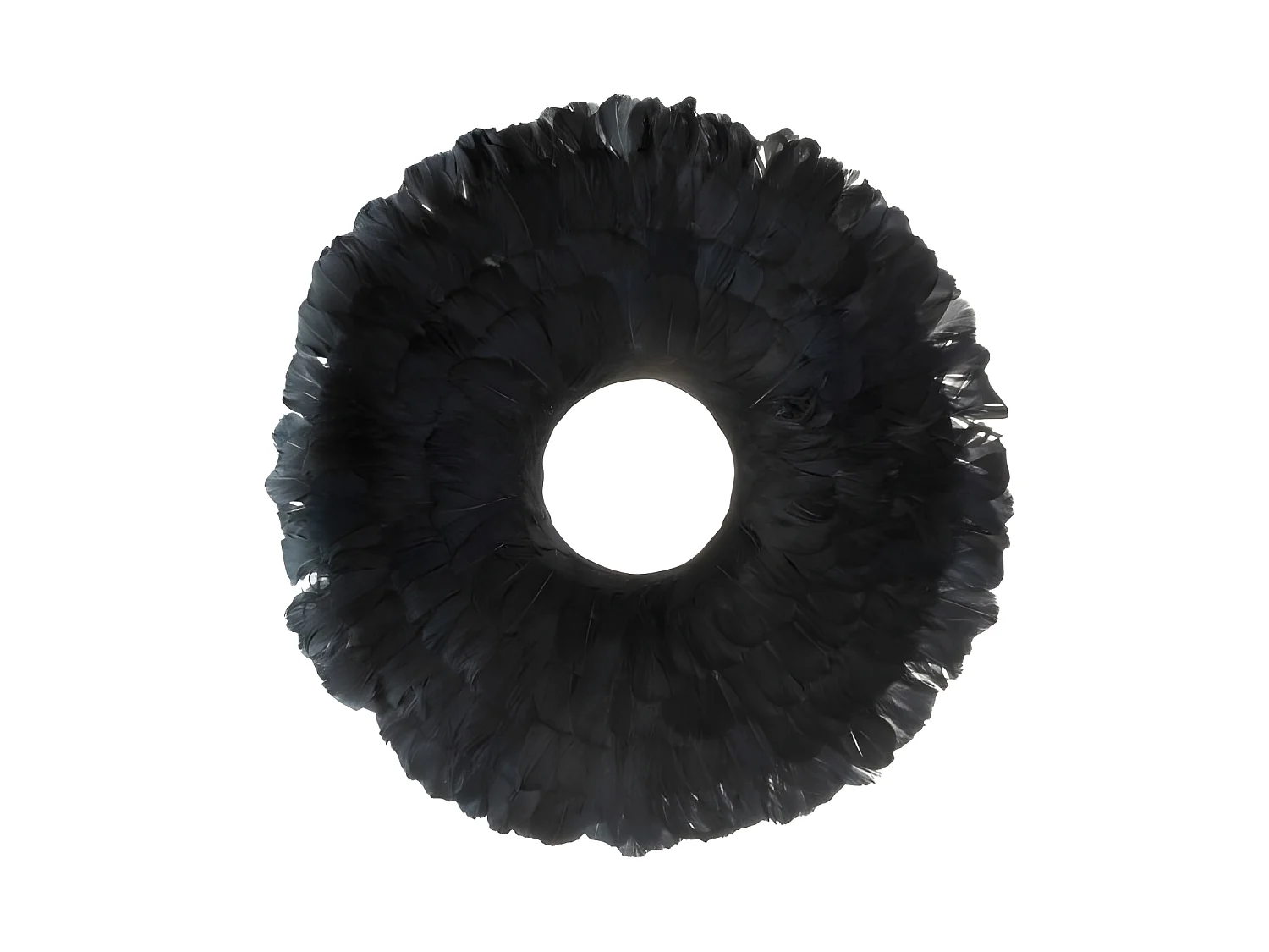 Corona decorativa in piume nero 52x52x8 cm