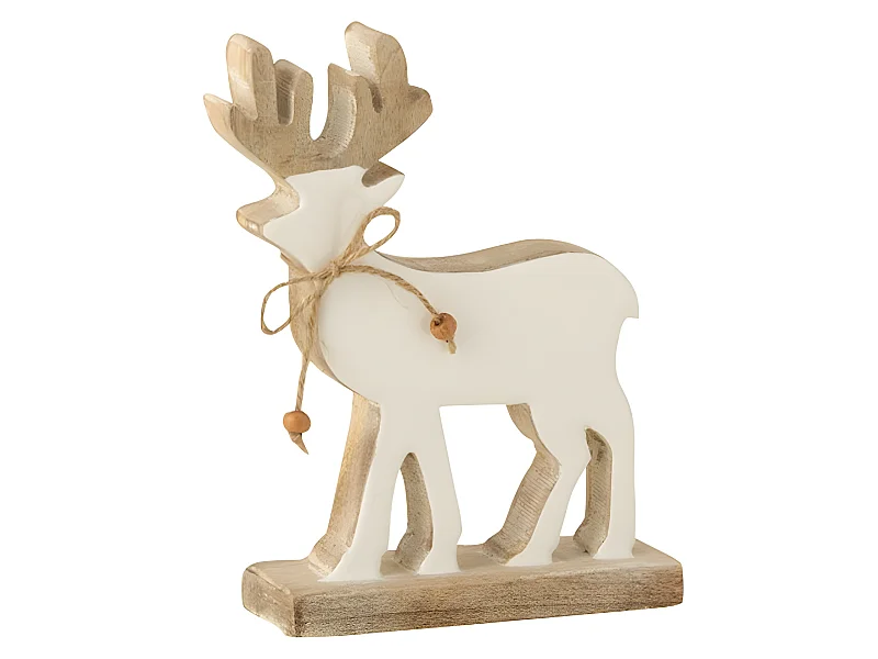 Reno de Navidad blanco de madera de mango.