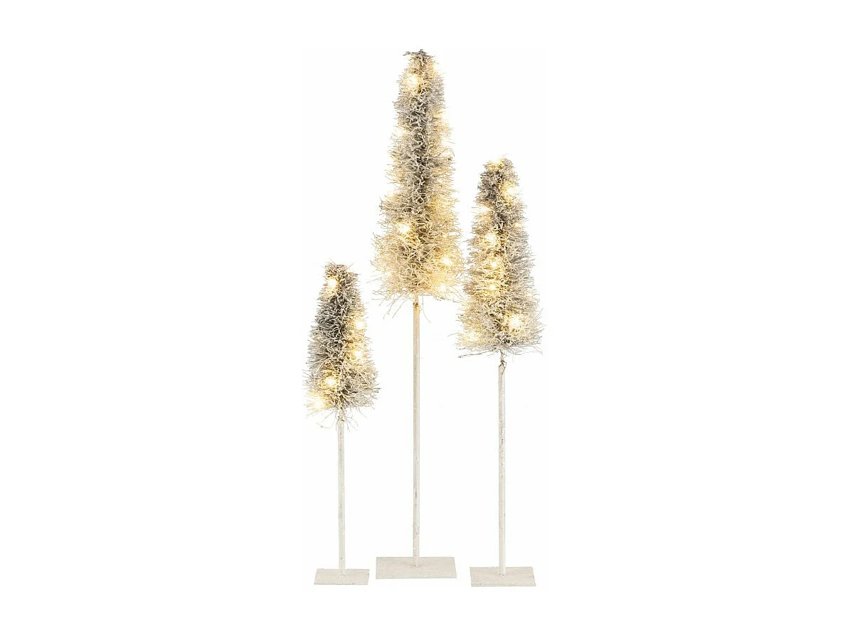 Sapin de noël led en bois blanc 18x18x99 cm