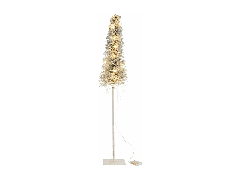 Albero di Natale a LED in legno bianco 18x18x99 cm