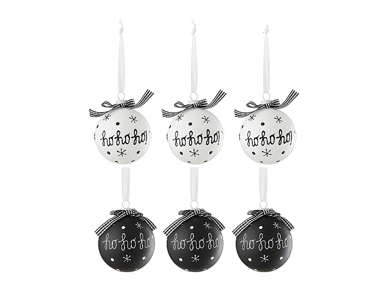 Scatola di 6 palline di Natale in vetro nero 8x8x8 cm