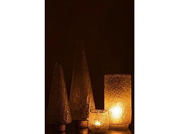 Sapin de Noël décoratif en verre transparent 12x12x32 cm