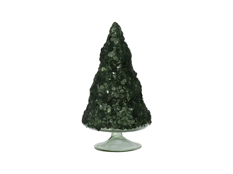 Albero di Natale decorativo a led in vetro verde 9.5x9.5x18 cm