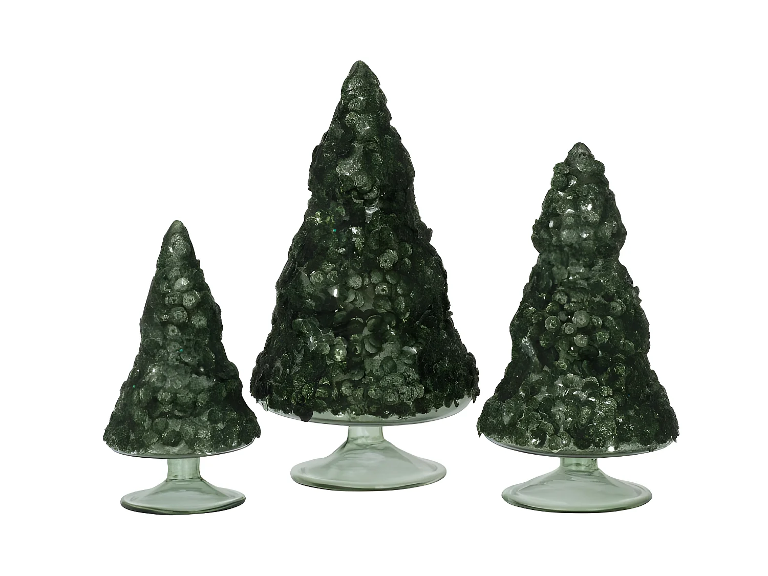 Albero di Natale decorativo a led in vetro verde 9.5x9.5x18 cm