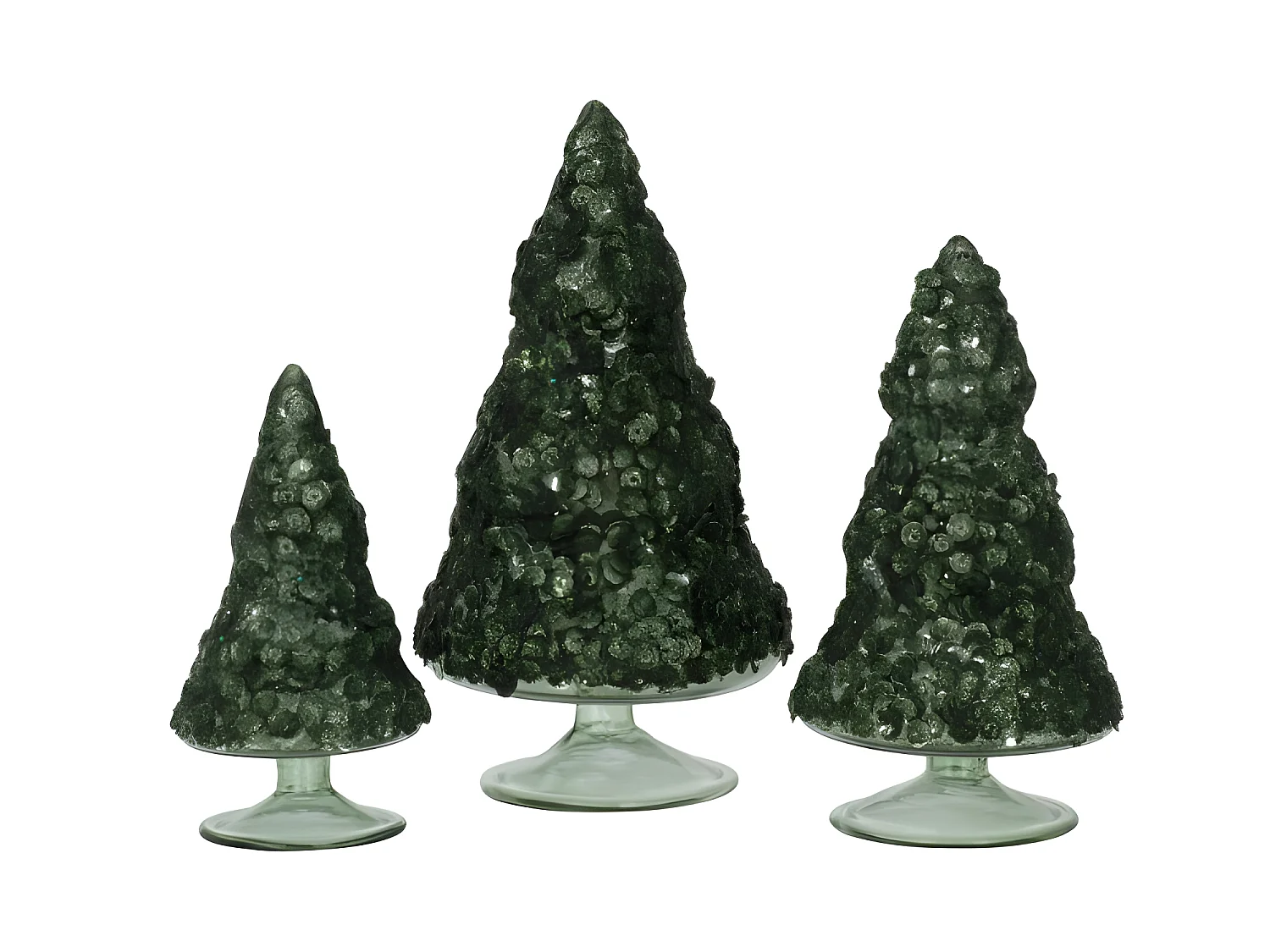 Albero di Natale decorativo a led in vetro verde 9.5x9.5x18 cm