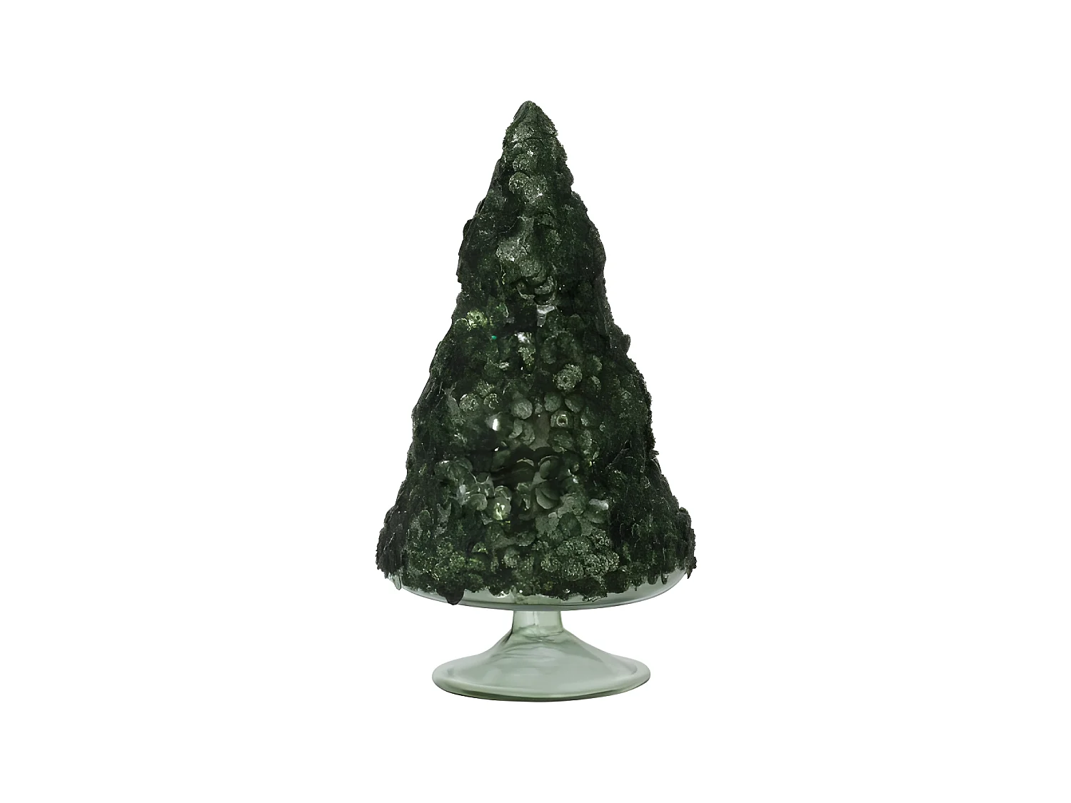 Albero di Natale decorativo a led in vetro verde 9.5x9.5x18 cm