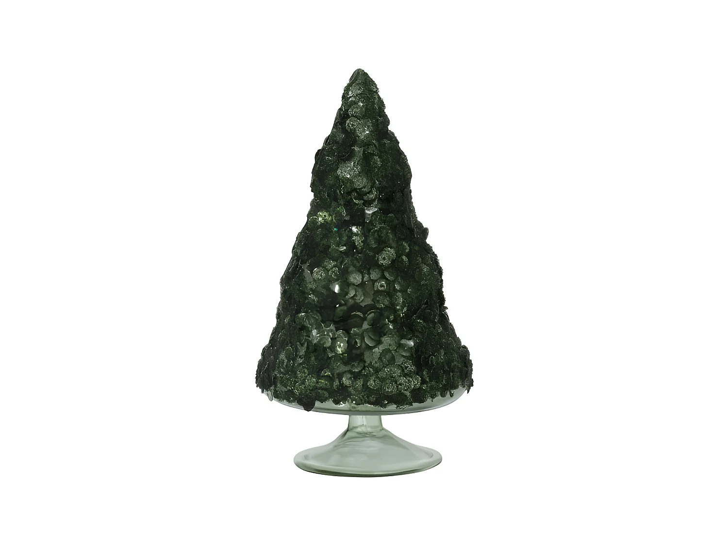 Albero di Natale decorativo a led in vetro verde 9.5x9.5x18 cm